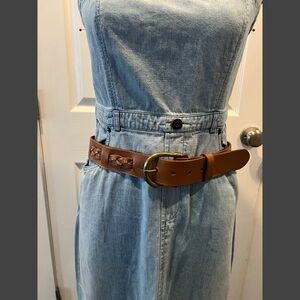 Free People braided distressed Brown Leather Belt S/M